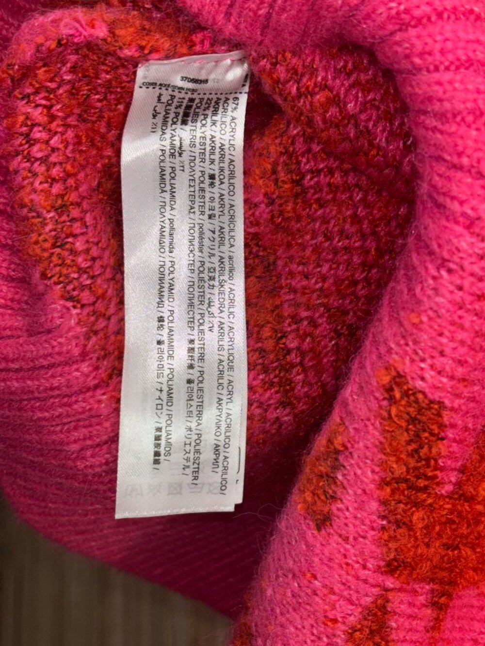 Mango Hot Pink & Red Houndstooth Turtleneck Sweater S NWOT - Picture 5 of 8